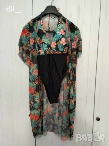 Налични! Нов дамски цял бански на цвет с кимоно/парео, снимка 4 - Бански костюми - 10097418