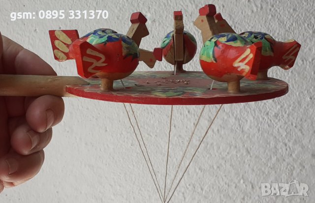 Кълвящи пиленца дървена играчка   (2), снимка 1 - Антикварни и старинни предмети - 40932414