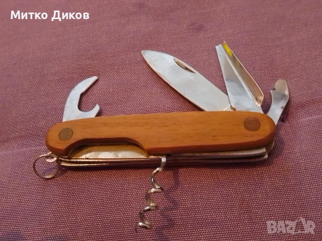 Джобно ножче шест части без луфт с дървени чирени като ново стомана
