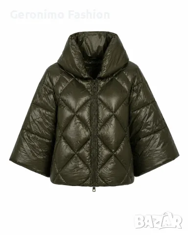 Дамско капитонирано яке 259 – Olive Green, снимка 3 - Якета - 55911682