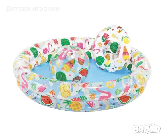 Надуваем детски басейн Intex, с топка и пояс, 122 х 25см, Звезди, комплект , снимка 1