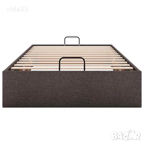 vidaXL Османска рамка за легло без матрак, тъмнокафява, 90x200см, плат, снимка 7 - Спални и легла - 56146993