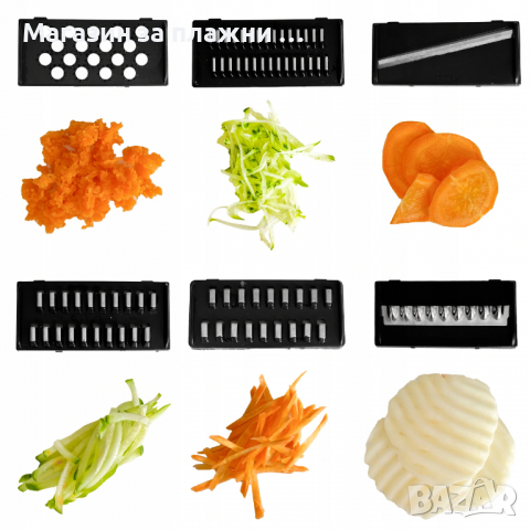 Ренде за зеленчуци 8 в 1 + Купа и аксесоари - КОД 3642, снимка 12 - Аксесоари за кухня - 36373839