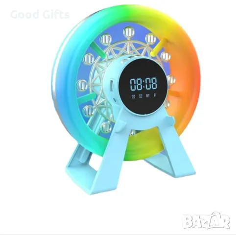 3в1 LED RGB Лампа с Блутут Високоговорител и часовник с будилник Виенско колело, снимка 2 - Настолни лампи - 48038736