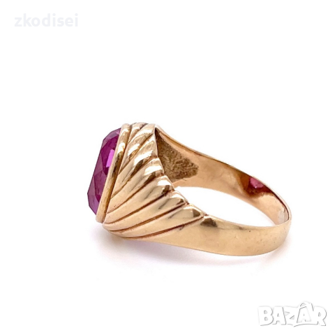 Златен мъжки пръстен с рубин 7,97гр. размер:62 14кр. проба:585 модел:22514-1, снимка 2 - Пръстени - 44575976