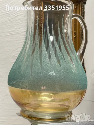 Кана с три чаши от калиев Кристал, снимка 7 - Антикварни и старинни предмети - 49781616