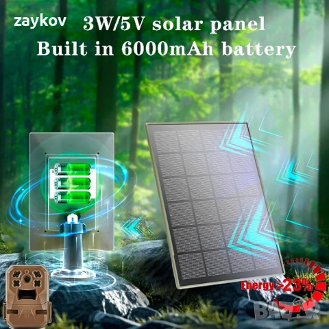 соларен панел 3W/5V, вградена батерия 6000mAh, IP66, Type-C/Micro, снимка 3 - Соларни лампи - 53355774