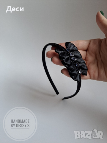 Черна диадема с панделки, снимка 1 - Аксесоари за коса - 44532415
