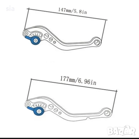Ръчки за мотор, 17,7см, 2бр, За съединител и спирачка, сиви, снимка 2 - Аксесоари и консумативи - 51754707