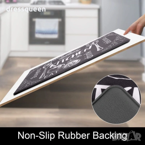 4571 Водоустойчив комплект пътеки за кухня (2 части) – Противоплъзгащи и практични, снимка 7 - Пътеки - 53814956