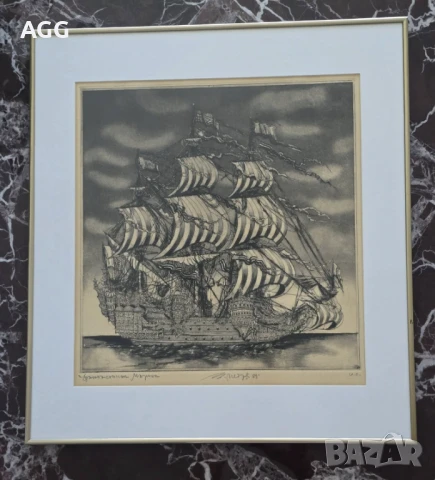 Графика на Тодор Петров от 1989 година - оригинал, снимка 2 - Картини - 39963719