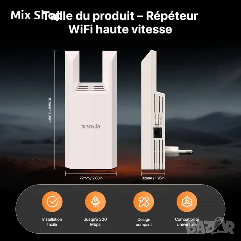 Нов WiFi репитър Tenda, WiFi усилвател N300, WiFi екстендър, снимка 8 - Друга електроника - 55741296
