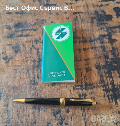 химикалка Сапи Sapi малка елегантна позлатена и черна Италия в кутия, снимка 3 - Ученически пособия, канцеларски материали - 52472225