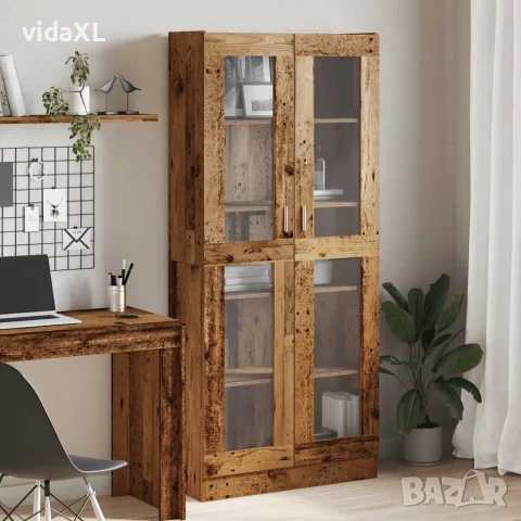 vidaXL Висок шкаф, старо дърво, 82,5x30,5x185 см, инженерно дърво, снимка 3 - Шкафове - 56146982