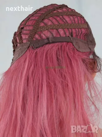 Розова омбре перука на път с тъмни корени, снимка 3 - Аксесоари за коса - 50192845