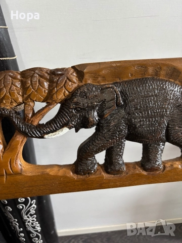 Пано със слонче от тиково дърво, снимка 5 - Пана - 45857795