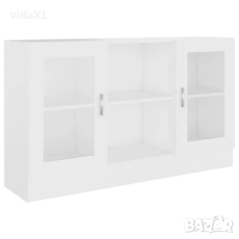 vidaXL Шкаф витрина, бял, 120x30,5x70 см, инженерно дърво