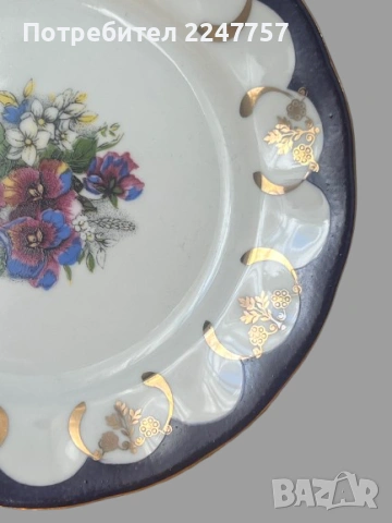 Порцеланова чинийка с теменужка, снимка 3 - Антикварни и старинни предмети - 53059784