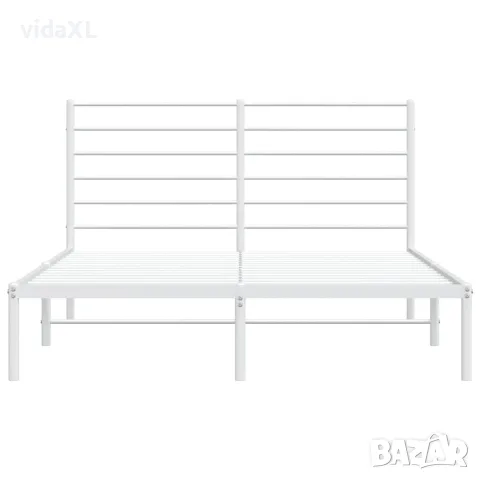 vidaXL Метална рамка за легло с горна табла, бяла, 120x200 см, снимка 6 - Спални и легла - 56147196
