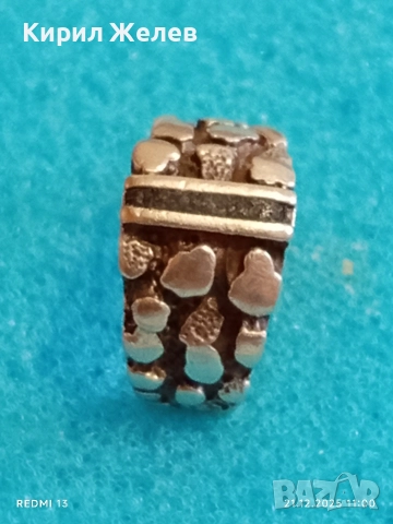 Сребърен пръстен с текстуриран дизайн много красив стилен 28257, снимка 5 - Пръстени - 52863949