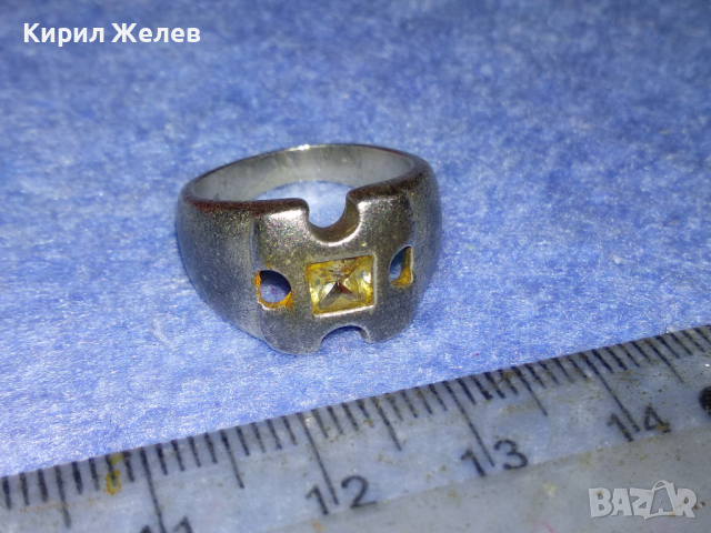 АЖУРЕН СКЪПОЦЕНЕН СРЕБЪРЕН ПРЪСТЕН ОКСИДИРАНО СРЕБРО 925 с ЮВЕЛИРНО ФАСЕТИРАН ЦИТРИН 43807, снимка 3 - Пръстени - 44664249