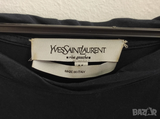 Страхотна винтидж туника Yves Saint Laurent Rive Gauche в тъмносин цвят. Размер: M, снимка 5 - Блузи с дълъг ръкав и пуловери - 51618580