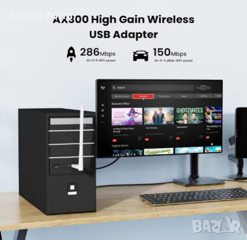 Безжичен USB адаптер Tenda AX300 Wi-Fi 6, 2,4 GHz, антена с високо усилване, AP режим, Plug & Play, снимка 3 - Кабели и адаптери - 47960636