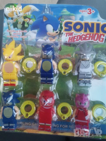 6 фигурки sonic Соник за Лего конструктор за игра и украса на торта пластмасови