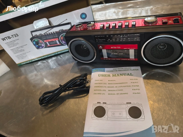 Ретро касетофон от 80-те години с AM/FM/SW радио, Bluetooth Boombox, USB, вграден запис , снимка 3 - Радиокасетофони, транзистори - 53364588