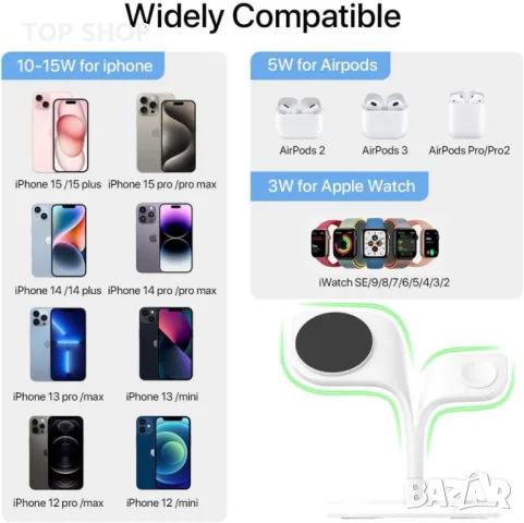 Безжична станция за зареждане 5 в 1 YM- UD 22 за Apple, Samsung и др., снимка 4 - Безжични зарядни - 48788724