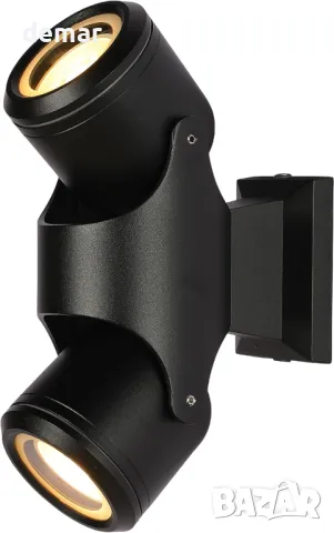 TEKLED Накланяща се черна външна стенна лампа, 2 броя, GU10 крушки (не са включени), снимка 2 - Външни лампи - 50421088