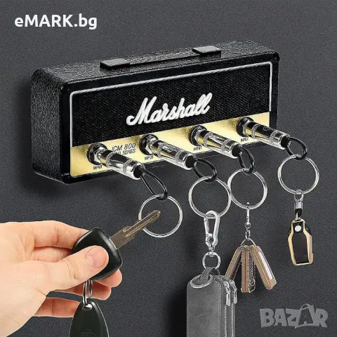 Ключодържател за съхранение на ключове в черен цвят с класическото лого Marshall, снимка 1