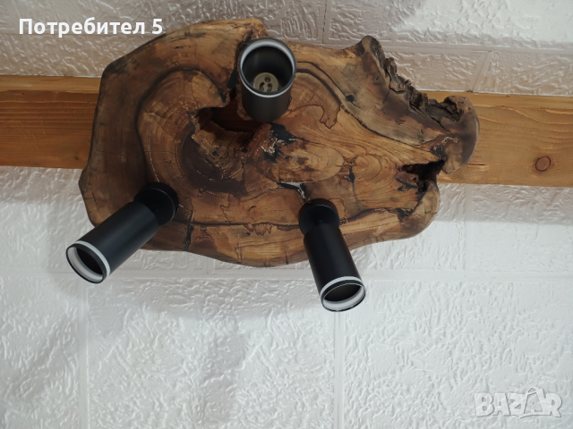 Лампа / полилей дърво масив, снимка 8 - Лампи за таван - 44590210