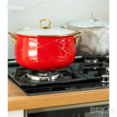 Тенджера Goldmann GM 8017-26R, 26x16см.\8.5л., Емайл, Индукция, Червена, снимка 8 - Съдове за готвене - 52496791