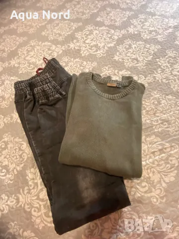 Мъжки дънки + памучен пуловер ХЛ