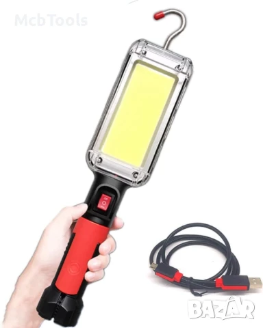 LED Акумулаторна работна лампа с магнит и кука, снимка 4 - Къмпинг осветление - 50942186