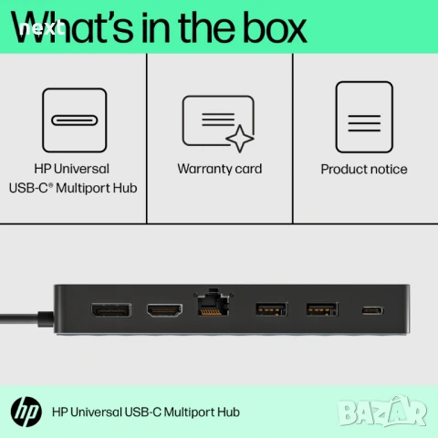 Докинг станция HP Universal USB-C multiport hub 4K + Гаранция, снимка 3 - Части за лаптопи - 50627572
