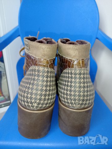 Боти от плат и естествена кожа, 37, снимка 3 - Дамски боти - 34304396