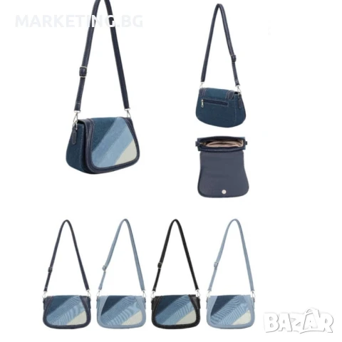Дамска чанта от деним, с диагонален пачуърк дизайн, снимка 3 - Чанти - 50456138
