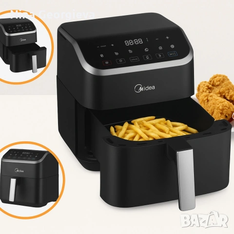 Midea Air Fryer MAD55000ADK - 5L въздушен фритюрник за здравословно и бързо готвене, снимка 4 - Фритюрници - 53303977
