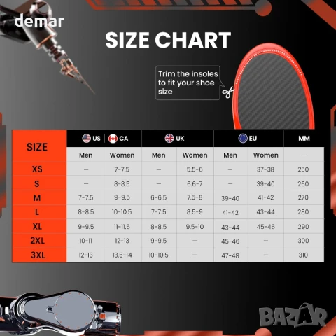 Спортни стелки Welnove от карбонови влакна с поддръжка на свода, 2XL (45-46), снимка 7 - Спортни обувки - 51373520