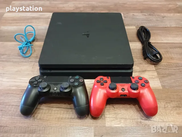 PS4 Slim 500GB + 2 джойстика + Топ Игри (Fortnite, Rocket League) • Перфектен!