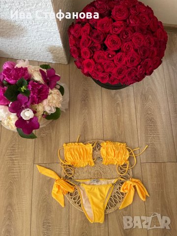Нов секси жълт бански костюм сет от две части горнище и долнище комплект , снимка 3 - Бански костюми - 41044595