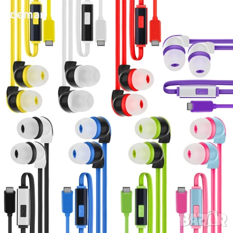 Пакет от 50 USB C кабелни слушалки в ухото с микрофон, стерео звук, снимка 2 - Слушалки и портативни колонки - 50915134