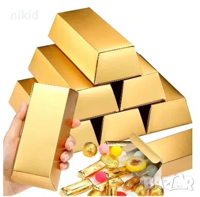 Картонена кутия кюлче злато кутии кутийки за лакомства подарък, снимка 2 - Други - 47390290
