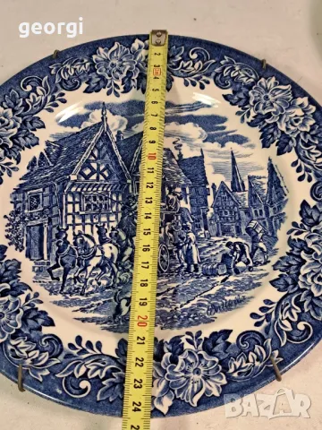 английска порцеланова чиния син порцелан  19/5, снимка 5 - Чинии - 49266630