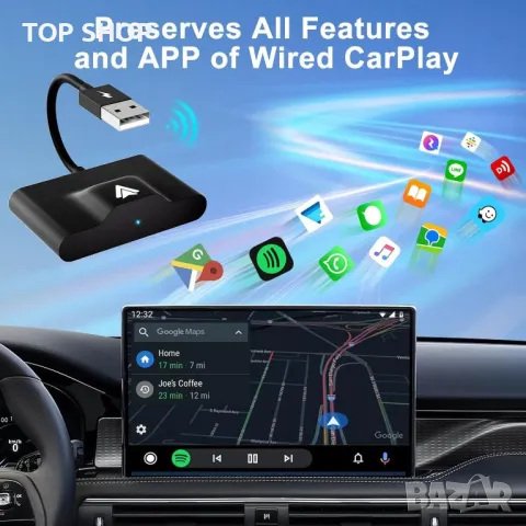 Безжичен Android Auto адаптер, за модели автомобили от 2017-2024 г., 5 Ghz WiFi, снимка 6 - Аксесоари и консумативи - 49500172