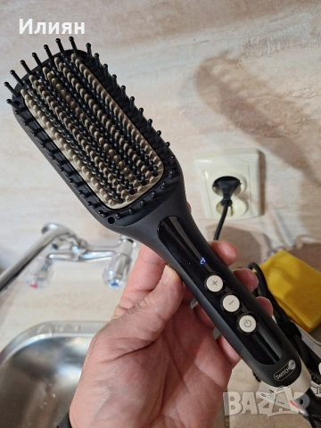 Електрическа четка за изправяне на коса 2 в 1 с дисплей, снимка 3 - Преси за коса - 53844197