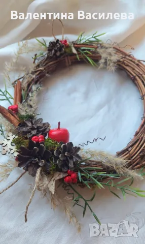 Коледни венци с естествени материали, снимка 5 - Декорация за дома - 48408633