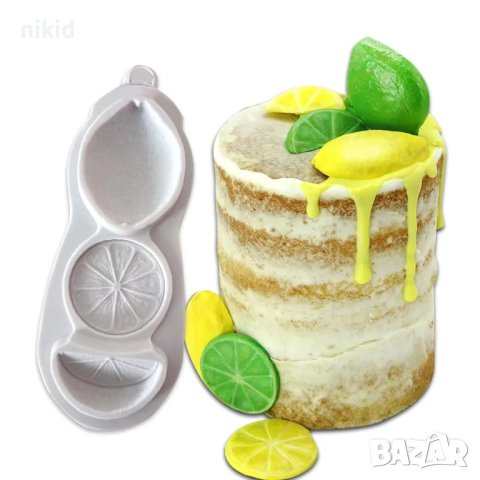 Лимон парче резен силиконов молд форма фондан шоколад гипс декор, снимка 5 - Форми - 32691184